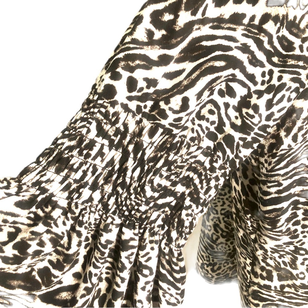 MICHAEL Michael Kors Animal Print Pattern Long Bell Sleeve Blouse/Tunic Sz 3X - Picture 5 of 15